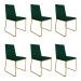 Kit 6 Cadeiras de Jantar Estofada Lille Base Gold Veludo Verde - Montanaris Decor