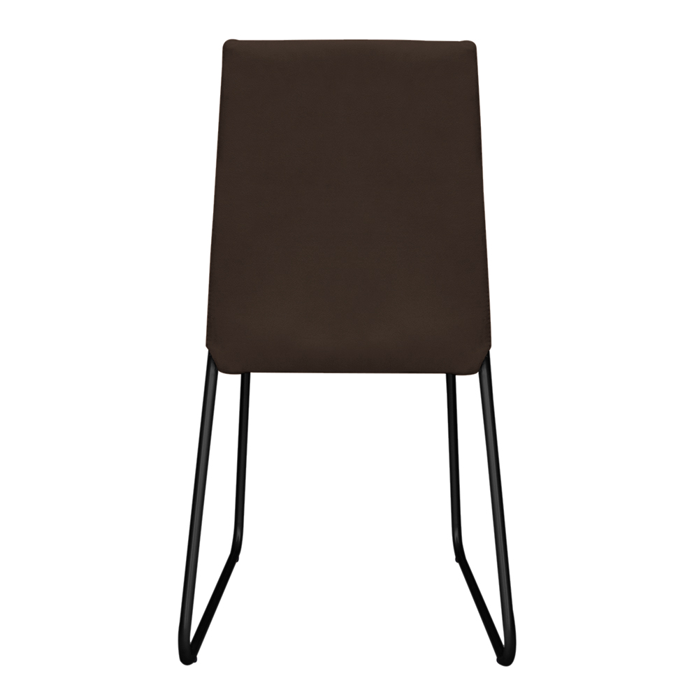 Kit 6 Cadeiras de Jantar Estofada Lille Base Preta Veludo Marrom - Montanaris Decor