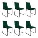Kit 6 Cadeiras de Jantar Estofada Lille Base Preta Veludo Verde - Montanaris Decor