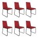 Kit 6 Cadeiras de Jantar Estofada Lille Base Preta Veludo Vermelho - Montanaris Decor