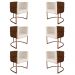 Kit 6 Poltronas Decorativa Cristal Base Bronze Veludo Bege/Pu Caramelo - Montanaris Decor