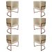 Kit 6 Poltronas Decorativa Luana Base Bronze PU Bege - Montanaris Decor
