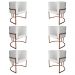 Kit 6 Poltronas Decorativa Luana Base Bronze PU Branco - Montanaris Decor