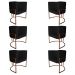Kit 6 Poltronas Decorativa Luana Base Bronze PU Preto - Montanaris Decor