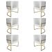 Kit 6 Poltronas Decorativa Luana Base Gold PU Branco - Montanaris Decor