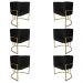 Kit 6 Poltronas Decorativa Luana Base Gold PU Preto - Montanaris Decor