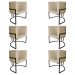 Kit 6 Poltronas Decorativa Luana Base Preta PU Bege - Montanaris Decor