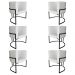 Kit 6 Poltronas Decorativa Luana Base Preta PU Branco - Montanaris Decor