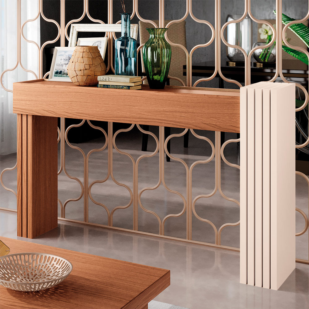 Kit Aparador e Mesa De Centro Mary Nature/Off White - Montanaris Decor