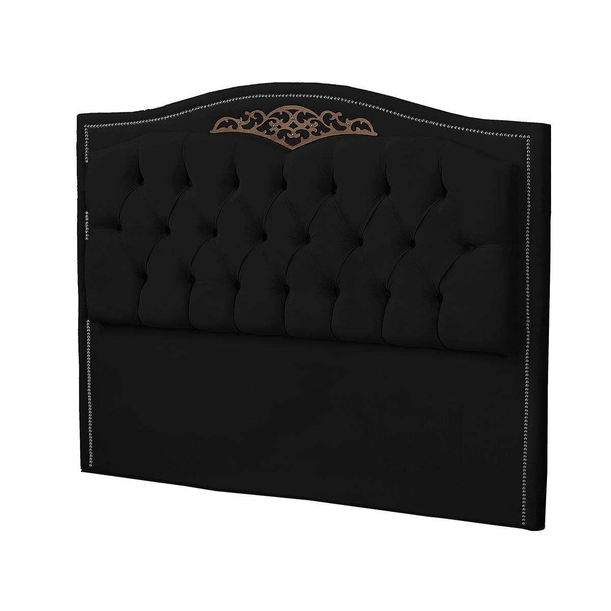 Kit Cabeceira e Calçadeira Baú Maitê Casal 140cm Veludo Preto - Montanaris Decor