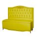 Kit Cabeceira e Calçadeira Baú Maitê Casal King 195cm Veludo Amarelo - Montanaris Decor