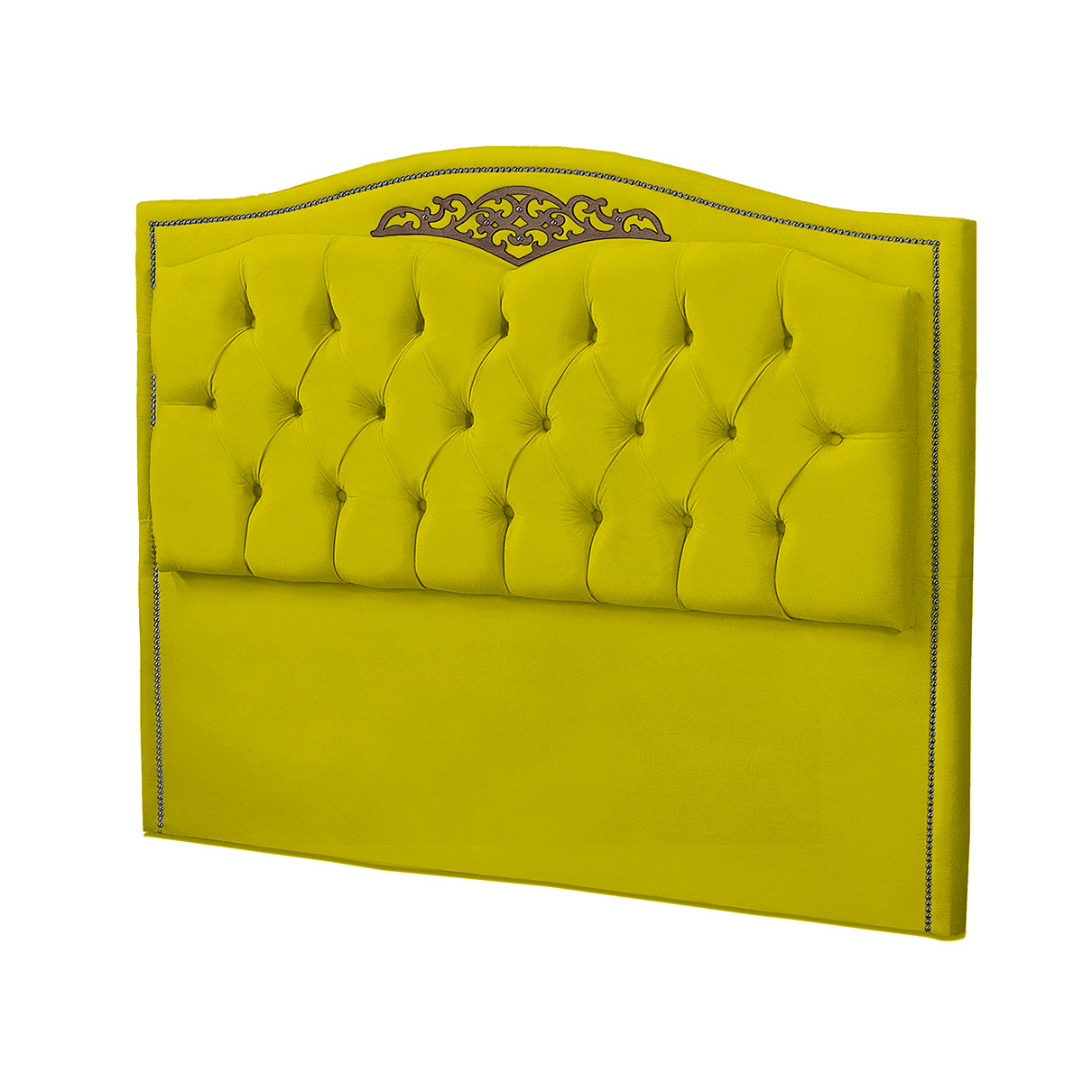 Kit Cabeceira e Calçadeira Baú Maitê Casal King 195cm Veludo Amarelo - Montanaris Decor