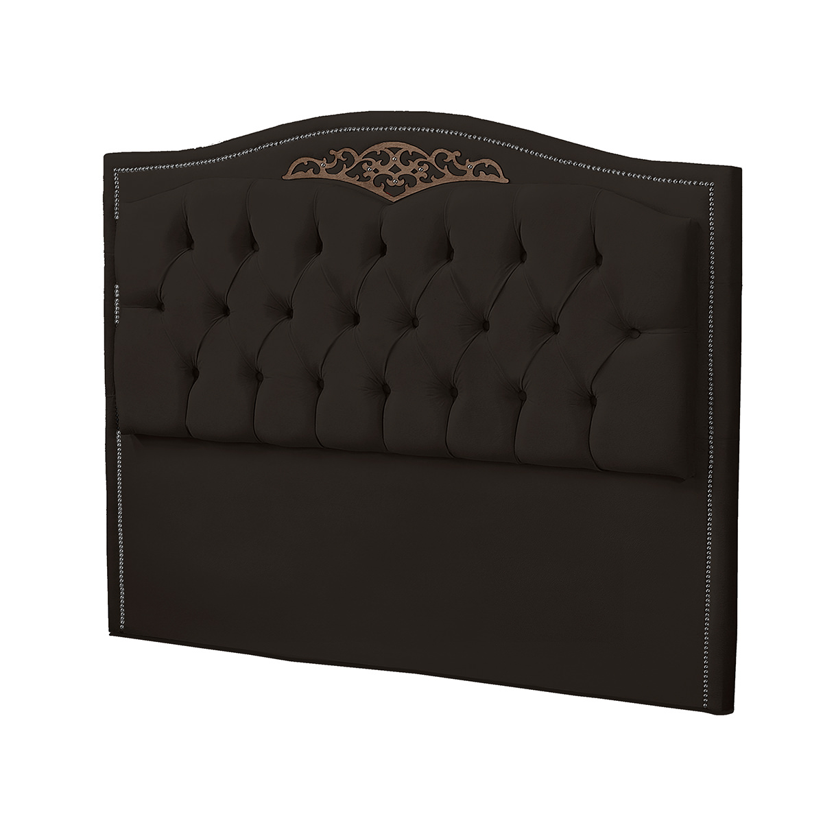 Kit Cabeceira e Calçadeira Baú Maitê Casal King 195cm Veludo Marrom - Montanaris Decor