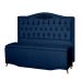 Kit Cabeceira e Calçadeira Baú Maitê Casal Queen 160cm Veludo Azul Marinho - Montanaris Decor