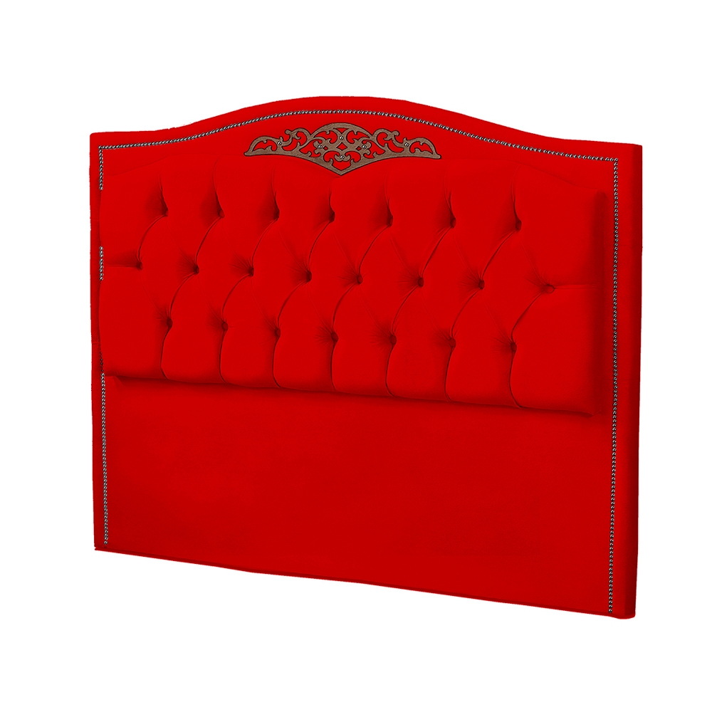 Kit Cabeceira e Calçadeira Baú Maitê Casal Queen 160cm Veludo Vermelho - Montanaris Decor