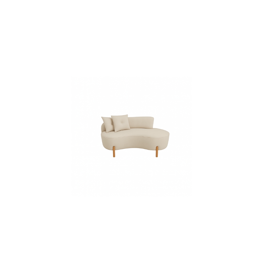 Kit Decorativo Sofá Curvo Orgânico + 01 Puff e Poltrona Luna Boucle Bege - Montanaris Decor
