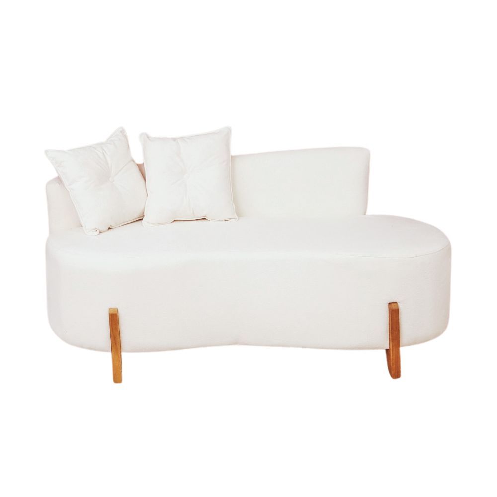 Kit Decorativo Sofá Curvo Orgânico + 01 Puff e Poltrona Luna Boucle Branco - Montanaris Decor