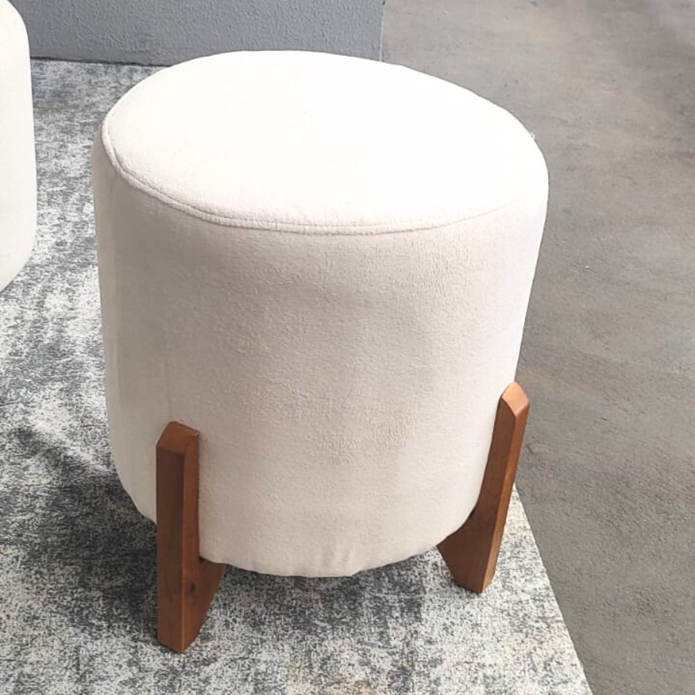 Kit Decorativo Sofá Curvo Orgânico + 01 Puff e Poltrona Luna Boucle Branco - Montanaris Decor