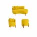 Kit Decorativo Sofá Curvo Orgânico + 01 Puff e Poltrona Luna Veludo Amarelo - Montanaris Decor