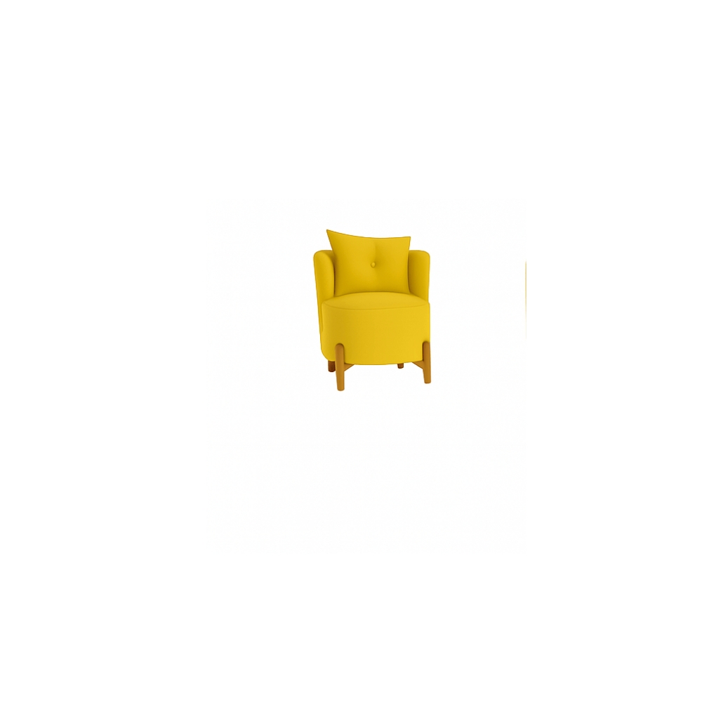Kit Decorativo Sofá Curvo Orgânico + 01 Puff e Poltrona Luna Veludo Amarelo - Montanaris Decor