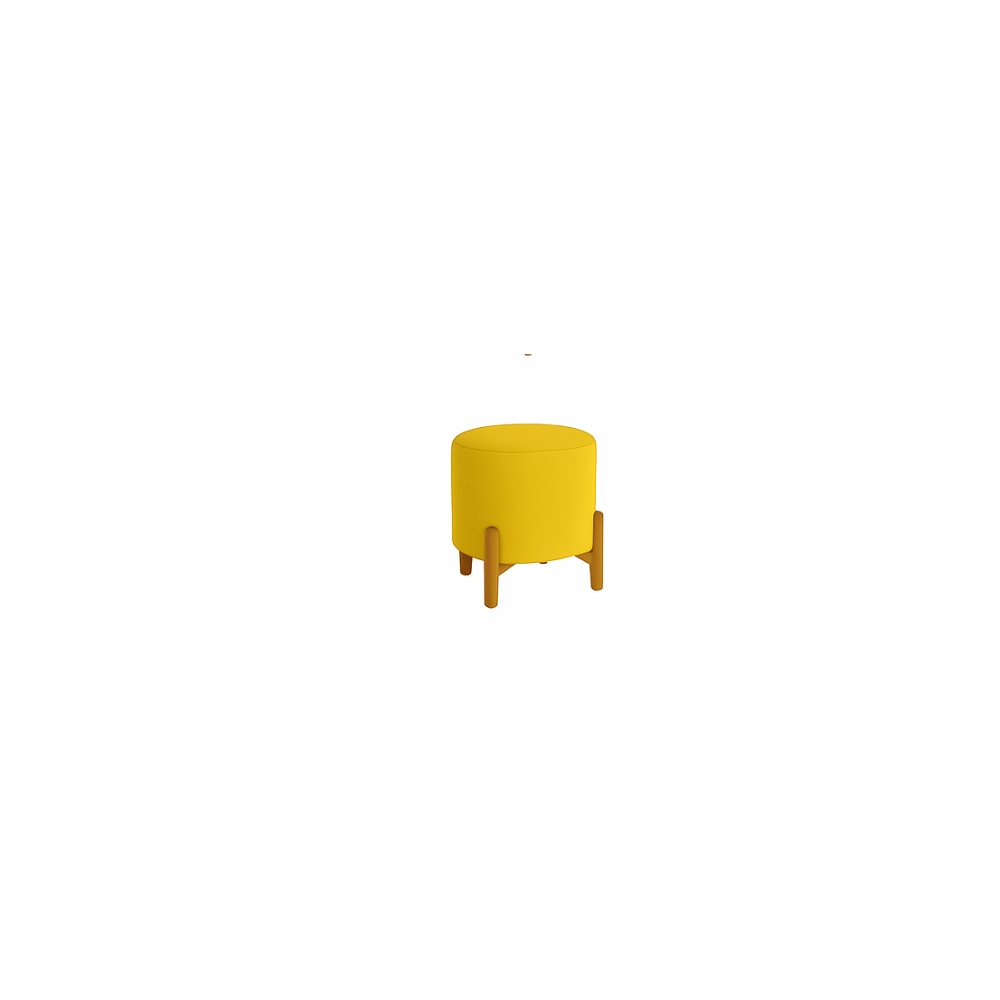 Kit Decorativo Sofá Curvo Orgânico + 01 Puff e Poltrona Luna Veludo Amarelo - Montanaris Decor