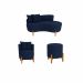 Kit Decorativo Sofá Curvo Orgânico + 01 Puff e Poltrona Luna Veludo Azul Marinho - Montanaris Decor