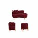 Kit Decorativo Sofá Curvo Orgânico + 01 Puff e Poltrona Luna Veludo Bordô - Montanaris Decor