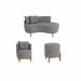 Kit Decorativo Sofá Curvo Orgânico + 01 Puff e Poltrona Luna Veludo Cinza - Montanaris Decor