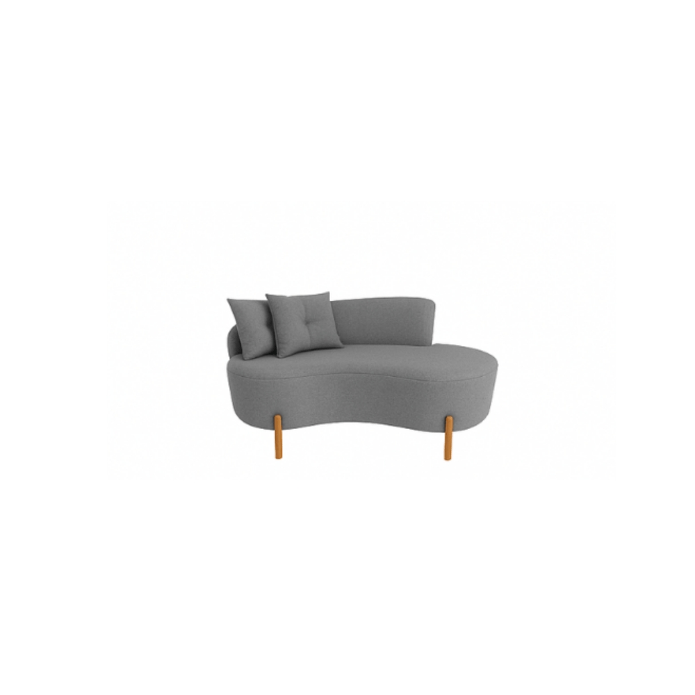 Kit Decorativo Sofá Curvo Orgânico + 01 Puff e Poltrona Luna Veludo Cinza - Montanaris Decor