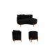 Kit Decorativo Sofá Curvo Orgânico + 01 Puff e Poltrona Luna Veludo Preto - Montanaris Decor