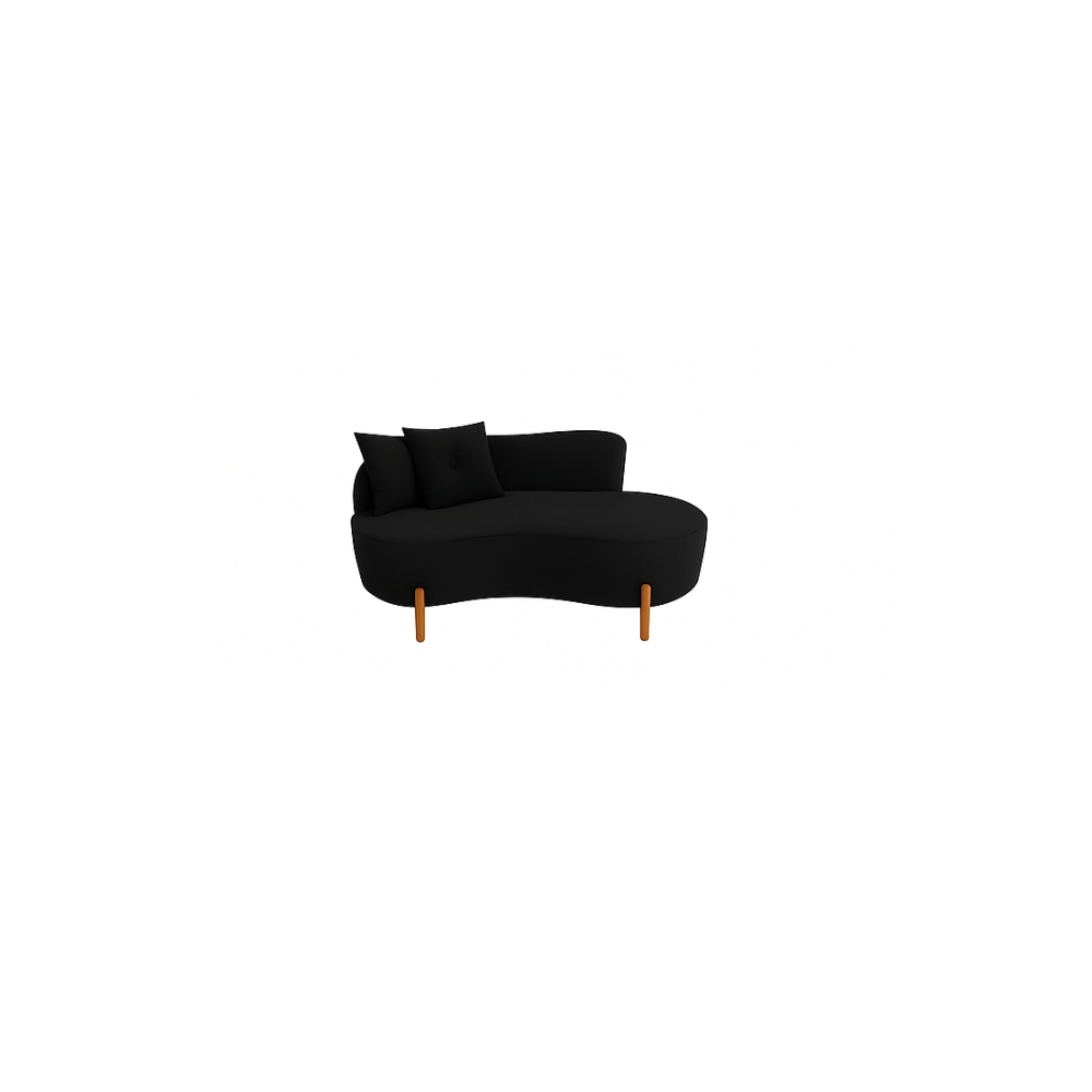 Kit Decorativo Sofá Curvo Orgânico + 01 Puff e Poltrona Luna Veludo Preto - Montanaris Decor