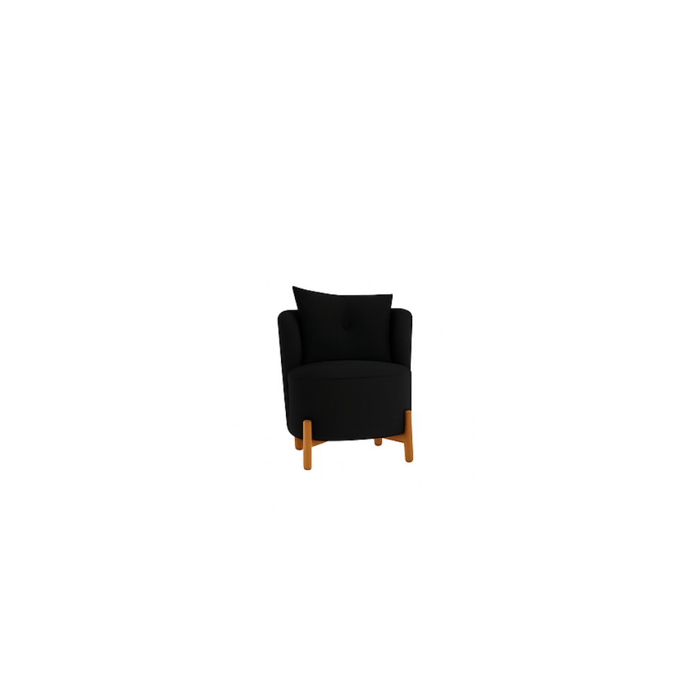 Kit Decorativo Sofá Curvo Orgânico + 01 Puff e Poltrona Luna Veludo Preto - Montanaris Decor
