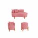 Kit Decorativo Sofá Curvo Orgânico + 01 Puff e Poltrona Luna Veludo Rosa - Montanaris Decor