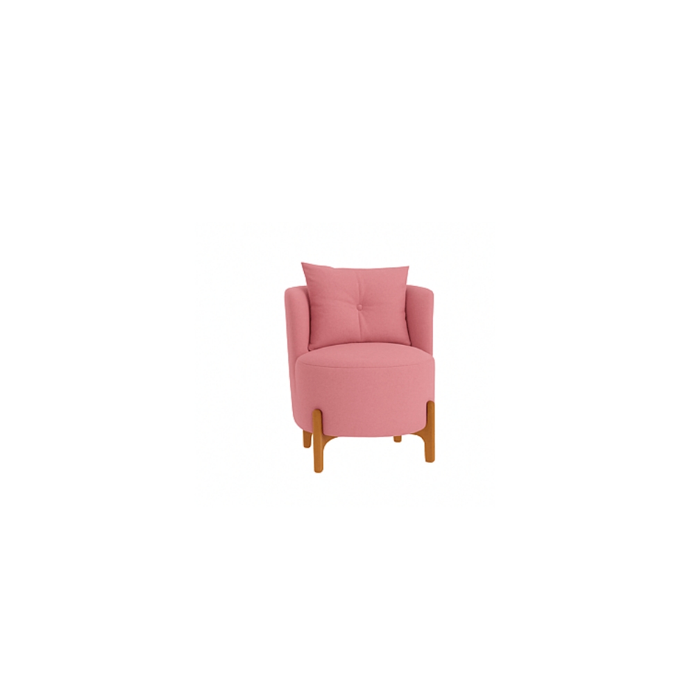 Kit Decorativo Sofá Curvo Orgânico + 01 Puff e Poltrona Luna Veludo Rosa - Montanaris Decor
