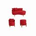 Kit Decorativo Sofá Curvo Orgânico + 01 Puff e Poltrona Luna Veludo Vermelho - Montanaris Decor