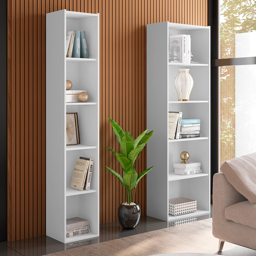 Kit Livreiro para Home Office de 60cm e 33 cm Julia Branco - Montanaris Decor