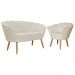 Kit Namoradeira e 1 Poltrona Pétala Decorativa Veludo Bege  - Montanaris Decor
