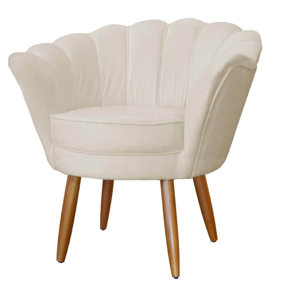 Kit Namoradeira e 1 Poltrona Pétala Decorativa Veludo Bege  - Montanaris Decor