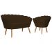 Kit Namoradeira e 1 Poltrona Pétala Decorativa Veludo Marrom - Montanaris Decor