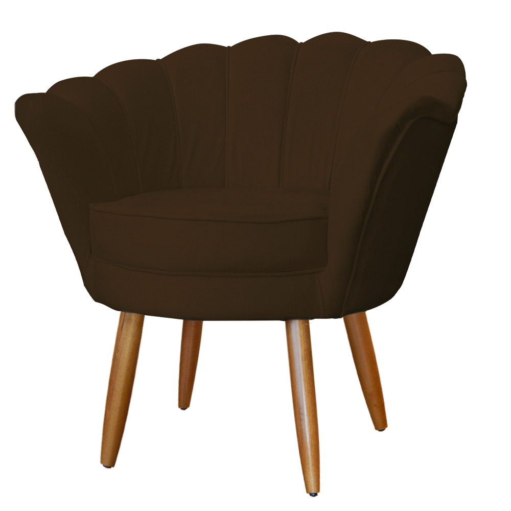 Kit Namoradeira e 1 Poltrona Pétala Decorativa Veludo Marrom - Montanaris Decor