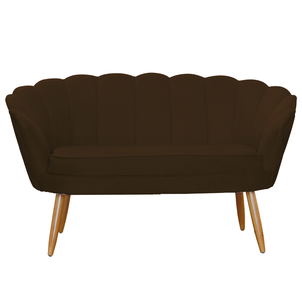 Kit Namoradeira e 1 Poltrona Pétala Decorativa Veludo Marrom - Montanaris Decor