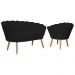 Kit Namoradeira e 1 Poltrona Pétala Decorativa Veludo Preto - Montanaris Decor