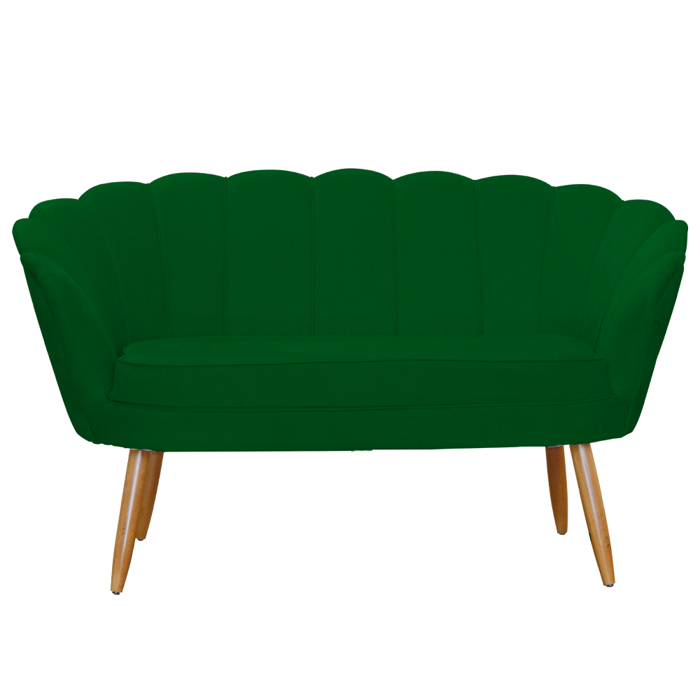 Kit Namoradeira e 1 Poltrona Pétala Decorativa Veludo Verde - Montanaris Decor