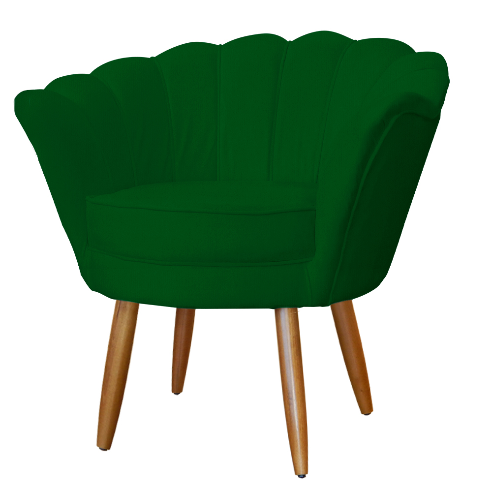 Kit Namoradeira e 1 Poltrona Pétala Decorativa Veludo Verde - Montanaris Decor