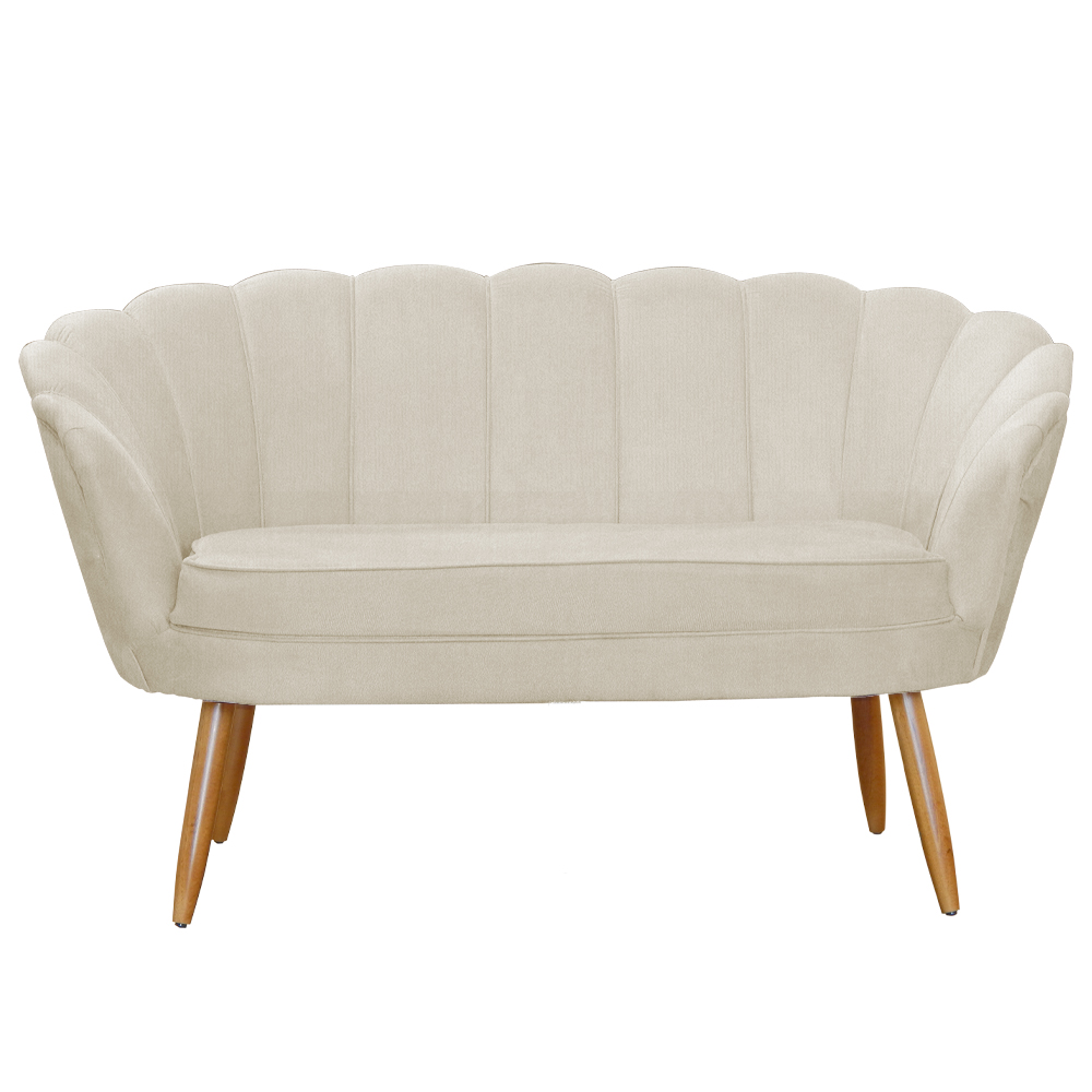 Kit Namoradeira e 2 Poltronas Pétala Decorativa Veludo Bege - Montanaris Decor