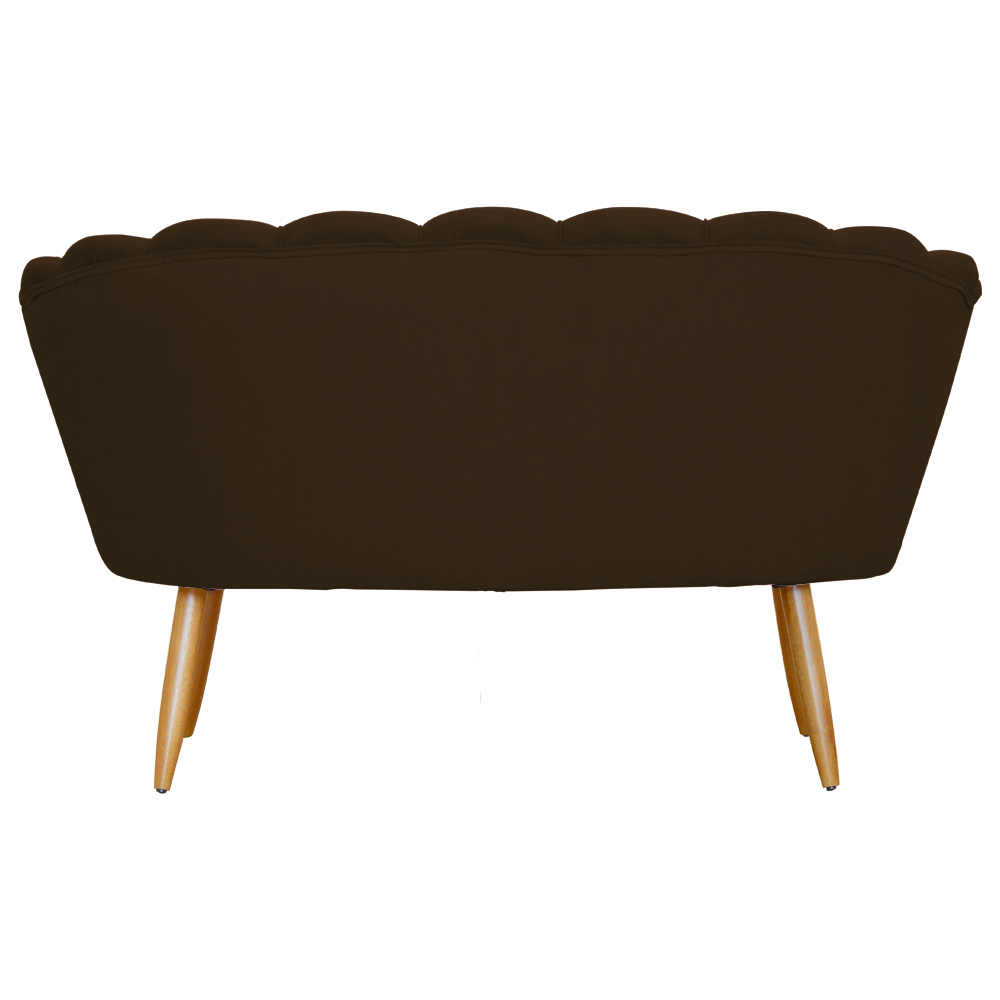 Kit Namoradeira e 2 Poltronas Pétala Decorativa Veludo Marrom  - Montanaris Decor