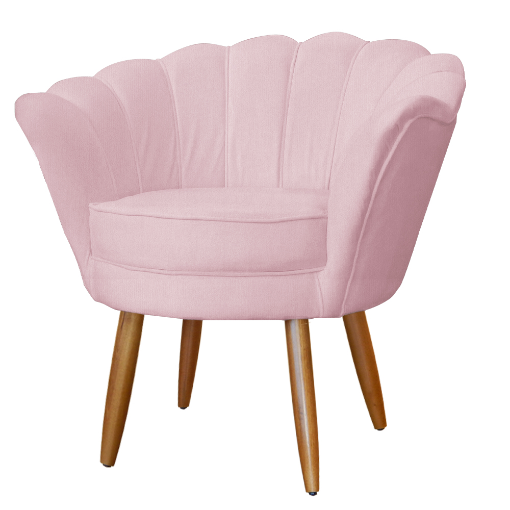 Kit Namoradeira e 2 Poltronas Pétala Decorativa Veludo Rosa - Montanaris Decor
