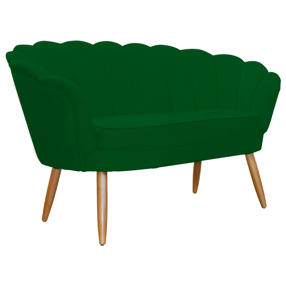 Kit Namoradeira e 2 Poltronas Pétala Decorativa Veludo Verde - Montanaris Decor