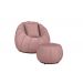 Kit Poltrona Decorativa C/Puff e Almofada  Concha Veludo Rosa - Montanaris Decor