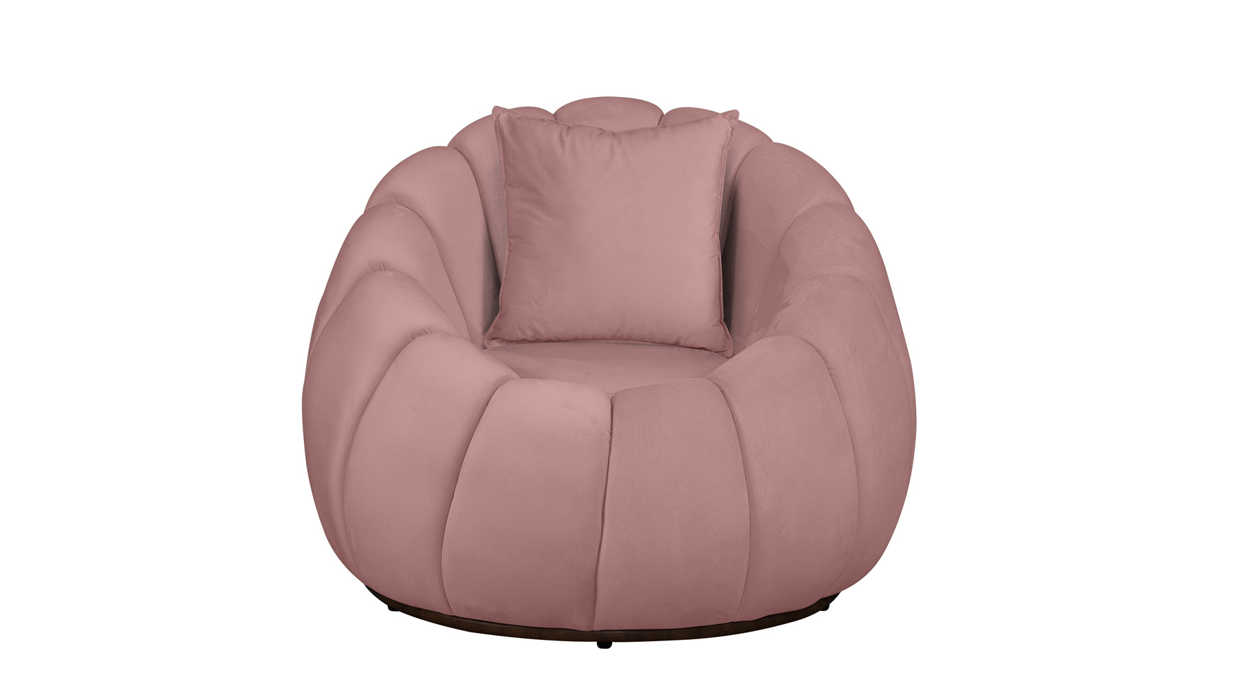 Kit Poltrona Decorativa C/Puff e Almofada  Concha Veludo Rosa - Montanaris Decor